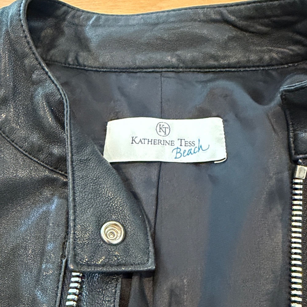 Katherine Tess Beach “5 Zip” Black Leather Jacket - Picture 3 of 6